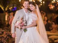 Camila Queiroz usa vestido romântico com flores em casamento com Klebber Toledo