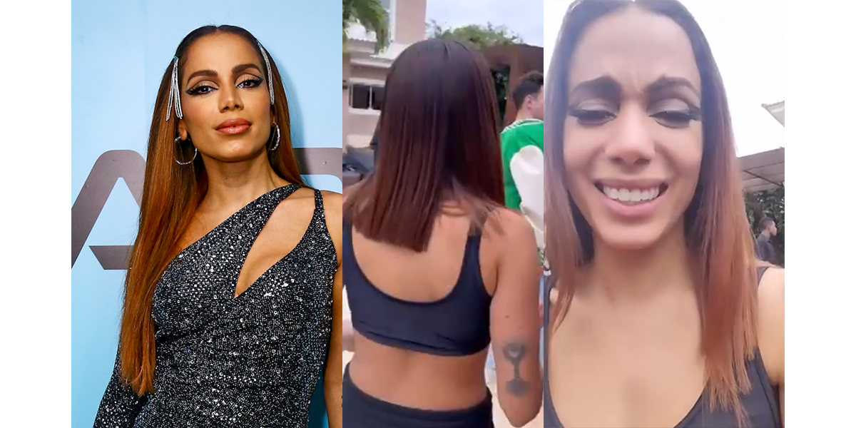 Foto Antes e depois de Anitta após os trabalhos da cabeleireira GkaY