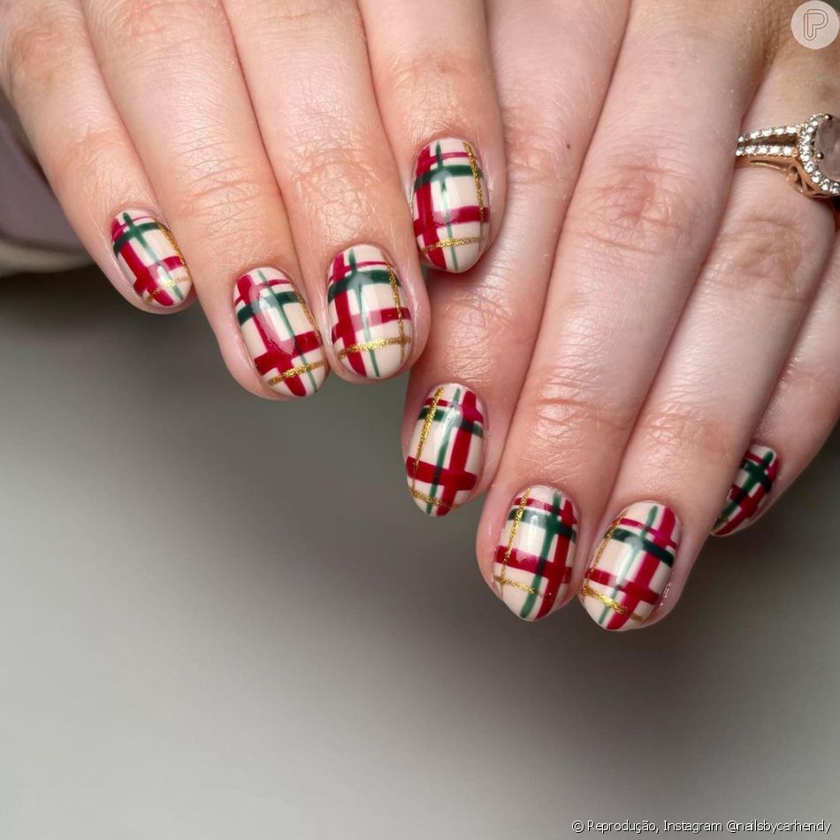 Unhas Decoradas Para Natal Vermelho Domina Nail Arts Criativas