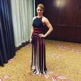 Leandra Leal também arrasou com um vestido com listras de Reinaldo Lourenço