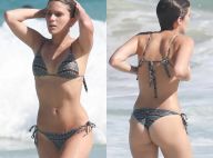 Isabella Santoni curte praia com amigos e exibe corpo em forma de biquíni. Fotos