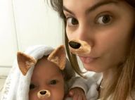 Bruna Hamú e filho, Júlio, de 1 mês, viram cachorrinhos em foto na web. Veja!