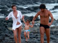 Deborah Secco exibe boa forma em passeio com filha e marido em praia de Noronha