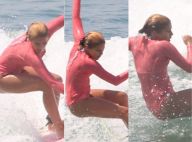 Isabella Santoni cai da prancha em dia de surfe em praia do Rio. Veja fotos!