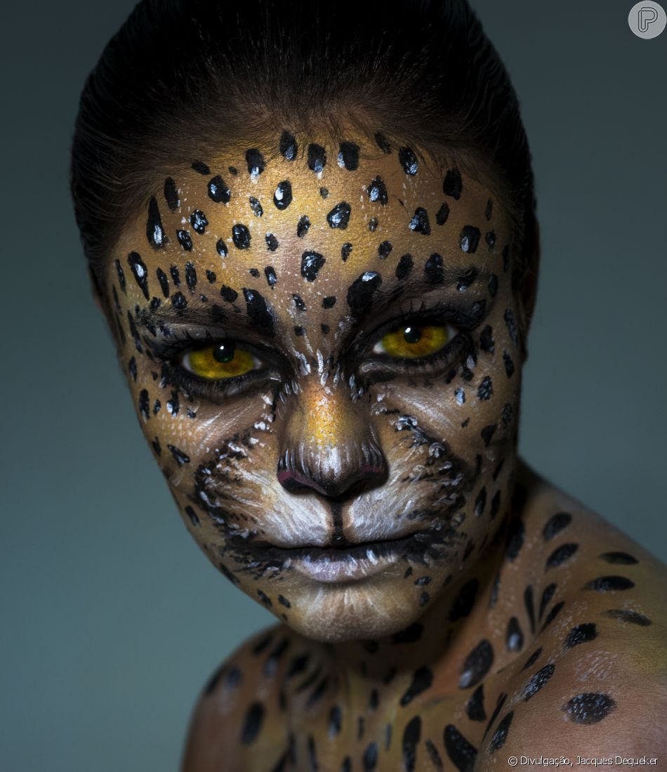 Representando a onça pintada, Sophie Charlotte aparece irreconhecível em campanha da Kryolan com AMPARA Animal