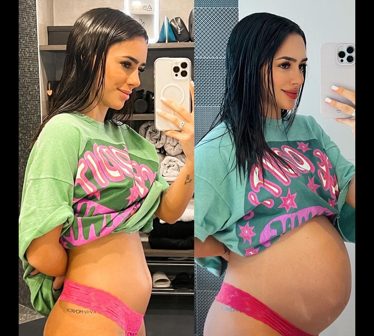 Foto Bruna Biancardi mostrou a evolução da barriga de grávida de Mavie