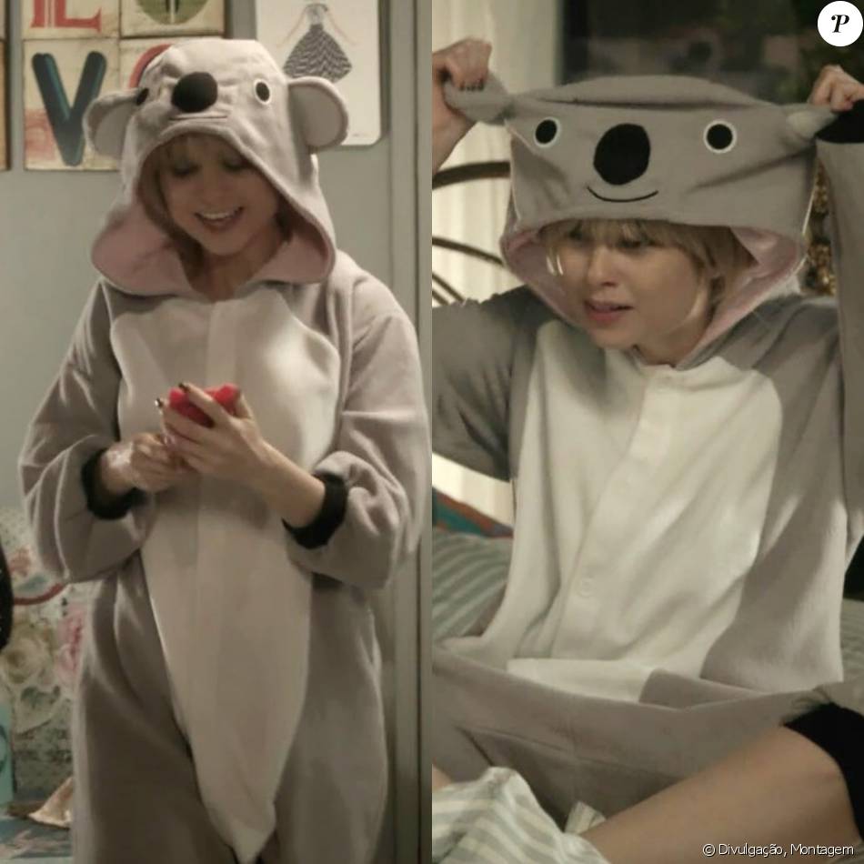 O pijama de coala usado pela personagem, após levar um fora de Rodrigo (Daniel Rocha), pode ser encontrado na Amazon a partir de R$ 93. 'Não tenho namorado mas tenho o pijama mais fofo e confortável do mundo!' escreveu Lu (Julianne Trevisol) em seu instagram @visudalu