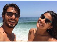 Solteira, Giulia Costa curte dia de praia no Rio com Brenno Leone