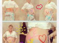 Ana Hickmann, grávida, exibe barrigão de 8 meses todo pintado: 'Bom dia'