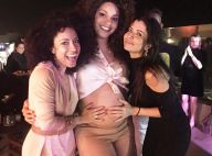 Barrigão de grávida de Juliana Alves, à mostra no look, é paparicado por atrizes