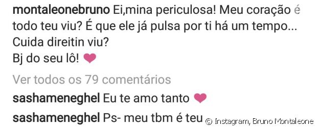 Sasha Meneghel respondeu a declaração de Bruno Montaleone no Dia dos Namorados