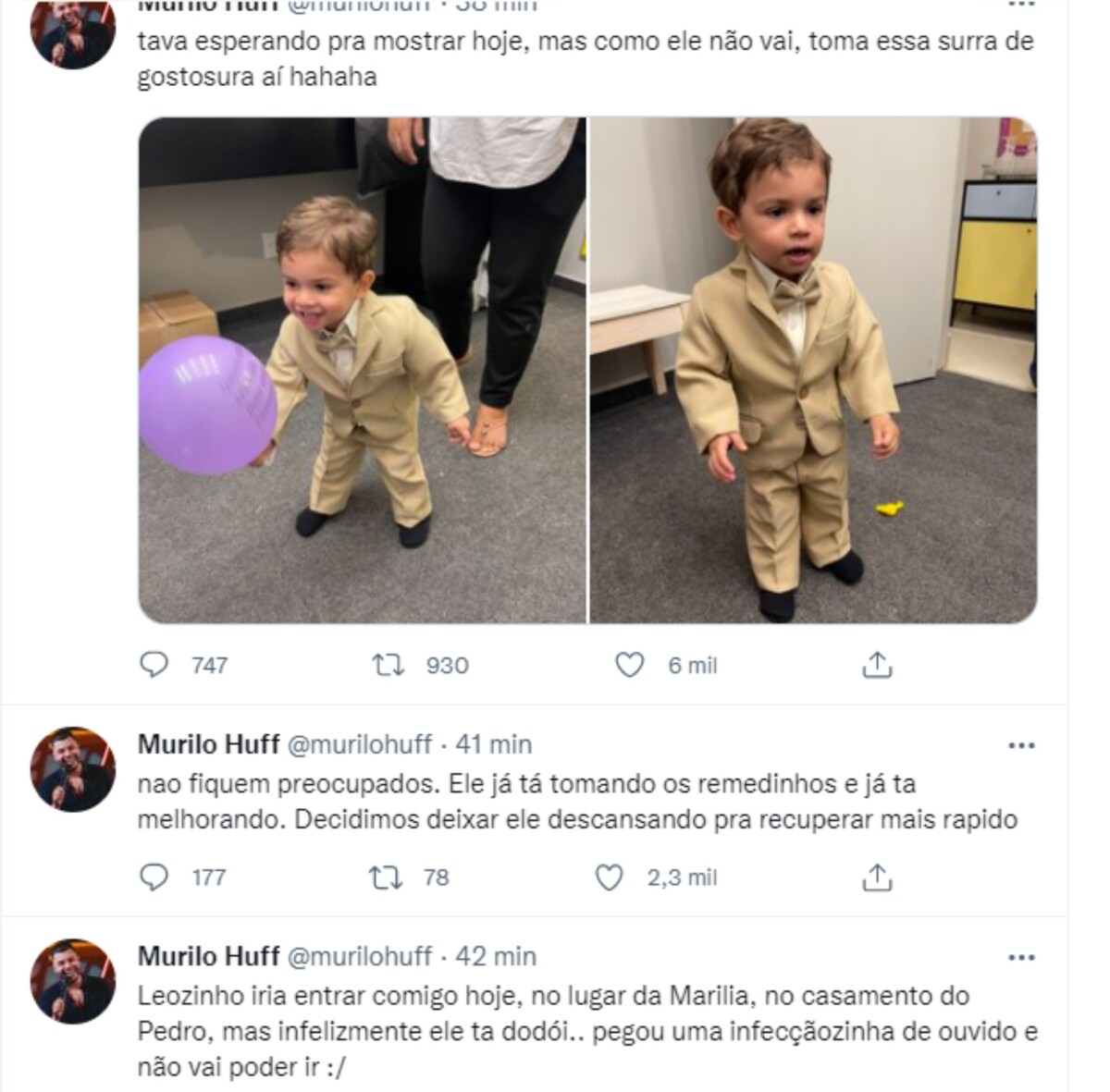 Foto Murilo Huff Compartilha Estado De Sa De De Leo Filho De Mar Lia