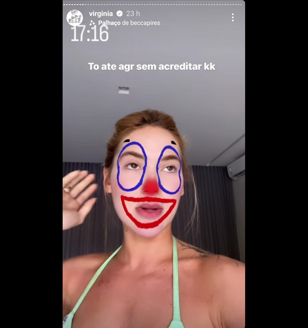Foto Virgínia Fonseca publicou um storie filtro de palhaça depois