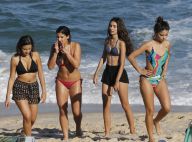 Giulia Costa e Marina Moschen gravam 'Malhação' de biquíni na praia. Fotos!