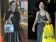 Isabelle Drummond e Sthefany Brito usam look P&B e rasteirinha em dia de compras