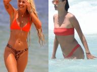 Alessandra Ambrosio e Yasmin Brunet vão à praia com biquínis na cor trend. Fotos