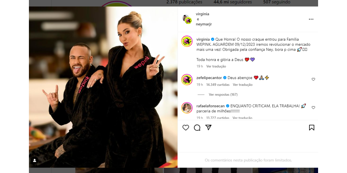 Foto Virg Nia Fonseca E Neymar Anunciaram Uma Parceria Profissional