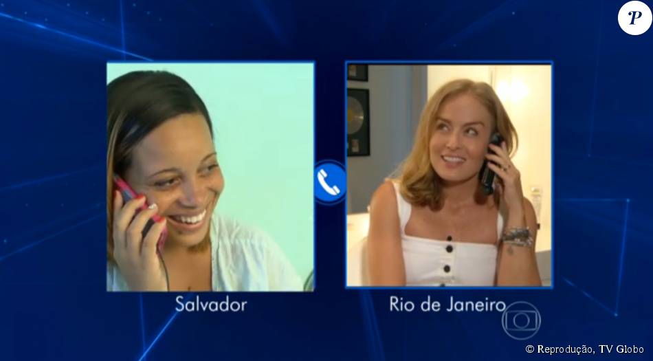 Angélica conversa ao telefone com a mamãe Carla Reis, que deu à luz dentro de um táxi, em Salvador