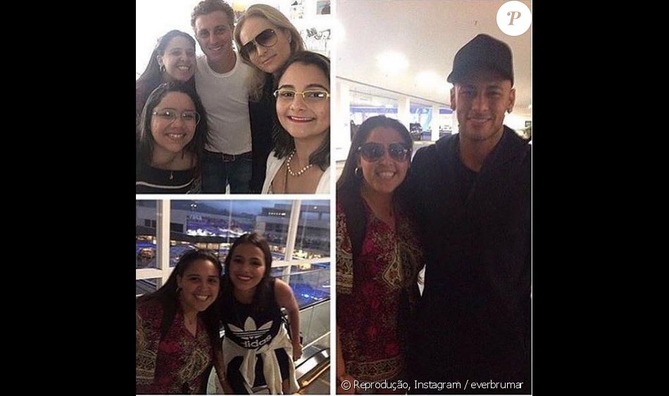Neymar e Bruna Marquezine posam com fãs em shopping no Rio de Janeiro, em 21 de agosto de 2016