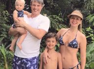 De biquíni, Eliana combina roupa de praia com o noivo e os filhos. Foto!