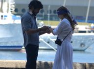 Sophie Charlotte, de olhos vendados, grava cenas de série com Renato Góes. Fotos