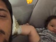 Bruno Gissoni mostra a filha, Madalena, dando chutes nele: 'Isso é amor'. Vídeo!