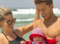 Karina Bacchi curte praia com namorado, Amaury Nunes, e filho, Enrico: 'Nós 3'