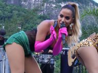 Anitta usa body de renda com short curto em ensaio do Bloco das Poderosas, no RJ
