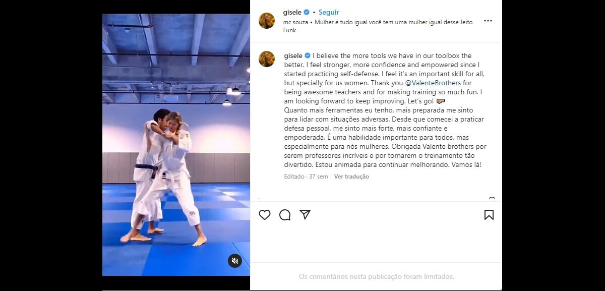 Foto Gisele Bündchen sobre Joaquim Valente Ele é nosso professor e