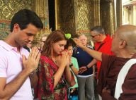 Marina Ruy Barbosa e namorado, Xandinho Negrão, recebem benção em templo budista