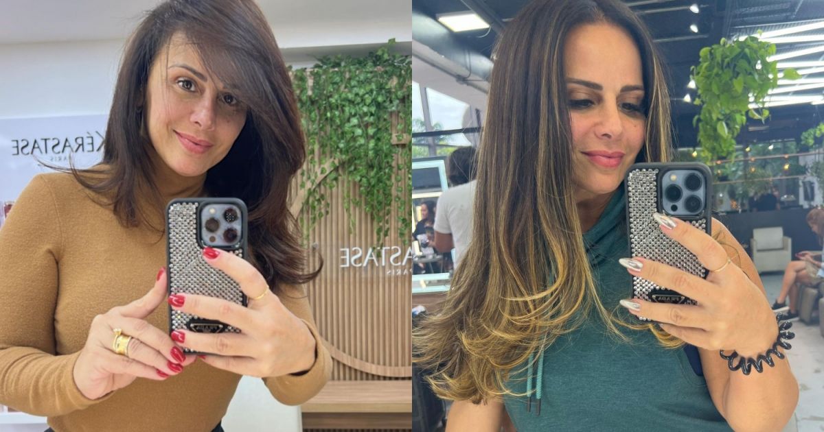 Viviane Araujo confira o antes e depois da mudança de visual da atriz