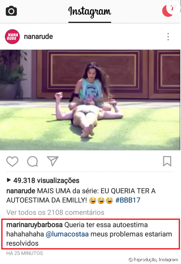 Marina Ruy Barbosa brinca sobre autoestima de Emilly, participante do 'BBB17'