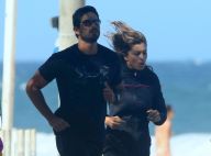Grazi Massafera corre com o namorado, Patrick Bulus, na orla do Rio de Janeiro