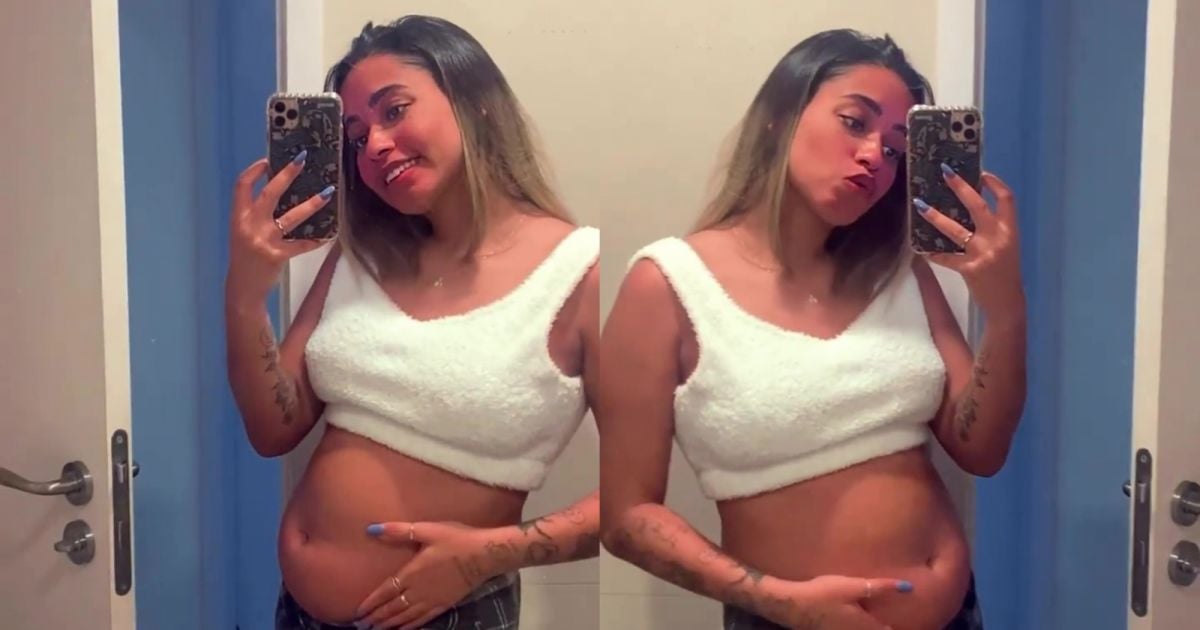 MC Loma mostra barriga de gravidez pela 1º vez e celebra crescimento do