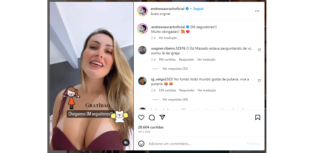 Foto Andressa Urach No Meio De Algumas Pol Micas Chegou A Milh Es De Seguidores No Instagram