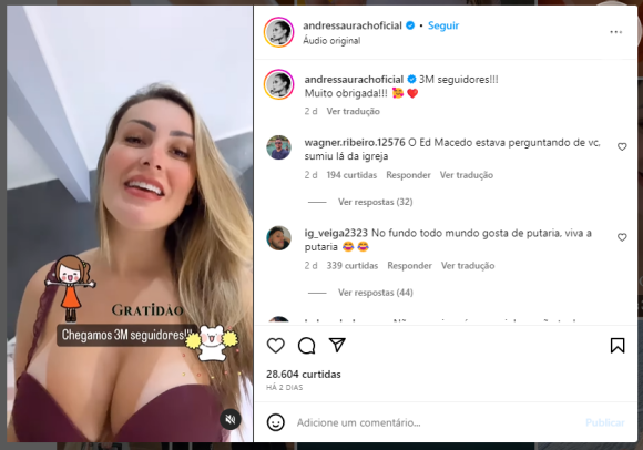Andressa Urach gasta quase R 2 milhões para fazer vídeos eróticos e