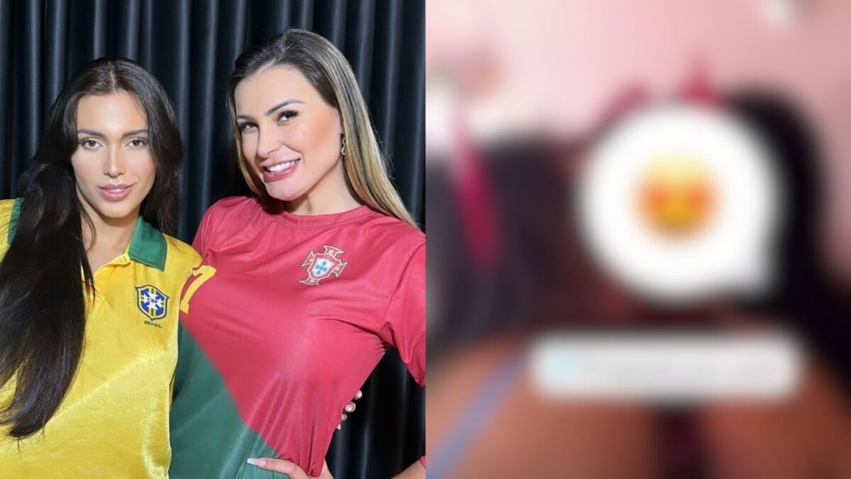 Foto Andressa Urach dá beijão de língua em ex amante de Neymar em novo