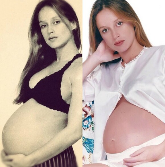 Apegada à família, Marina postou fotos durante a gravidez da mãe, quando ainda estava na barriga: 'Mamãe e eu'