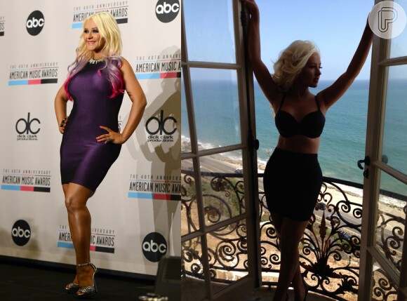 Christina Aguilera mostrou o novo corpão ao postar uma foto em sua conta do Facebook em maio de 2013
