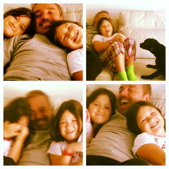 Gugu Liberto posou brincando com as filhas no Instagram