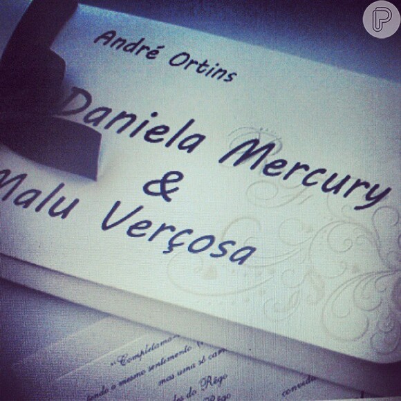 Convidado publica foto do convite de casamento de Daniela Mercury e Malu Verçosa