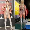 Miley Cyrus ama causar! A cantora chegou ao Video Music Awards vestindo somente um suspensório, que tampava apenas os mamilos, e uma saia de material transparente
