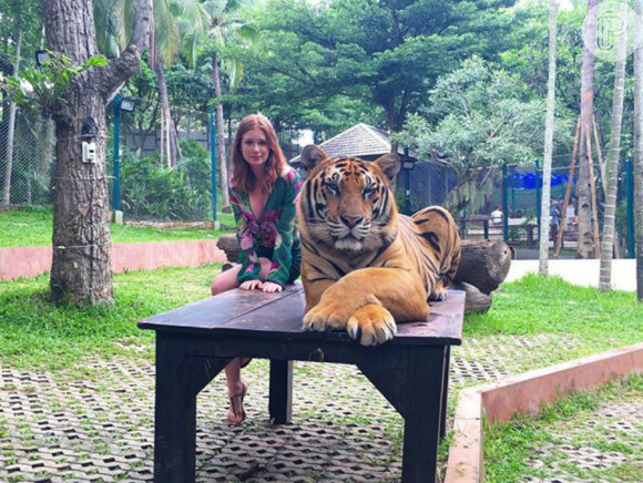 Marina Ruy Barbosa foi criticada ao posar com tigres durante a viagem de férias