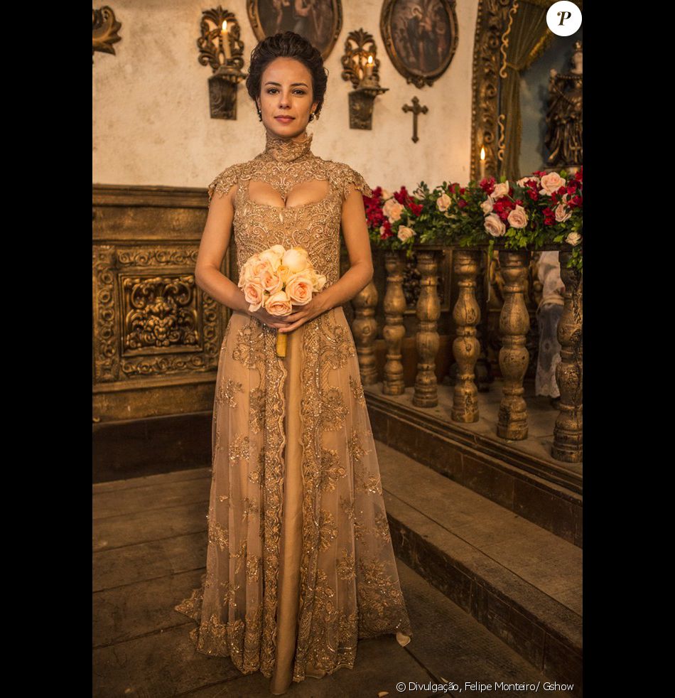 vestido de noiva dourado simples