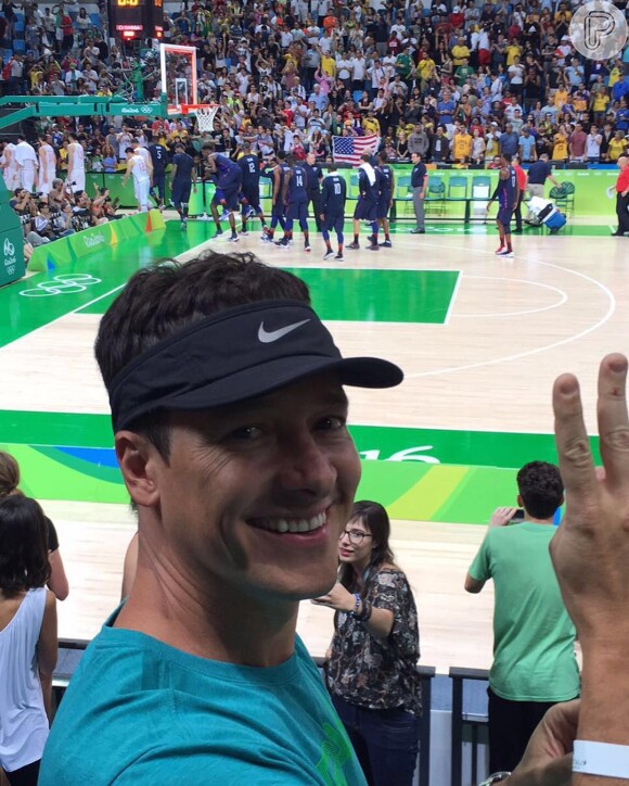Rodrigo Faro assistiu ao jogo de basquete da seleção dos EUA nas Olimpíadas Rio 2016
