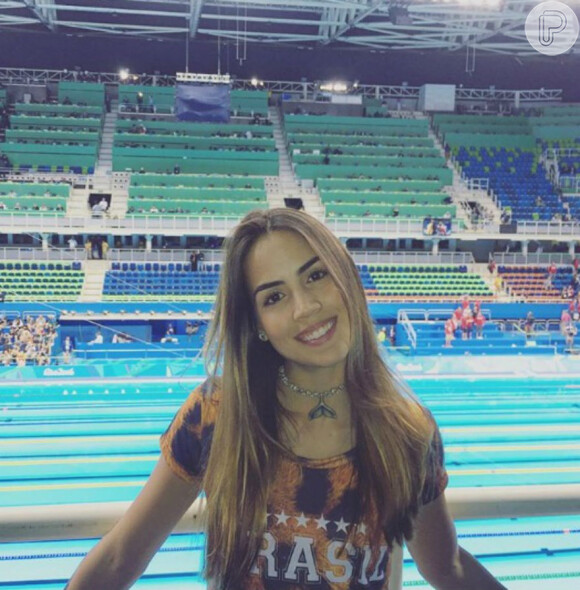 Pérola Faria foi assistir às provas de natação na Olimpíada do Rio 2016