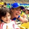 Juliana Silveira levou o filho, Bento, de 5 anos, para a semifinal Brasil x Suécia no futebol feminino, no Maracanã