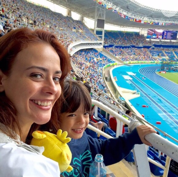 Juliana Silveira e o filho, Bento, de 5 anos, curtiram também aprovas de atletismo