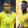 Neymar comentou sobre as comparações com a camisa 10 da seleção feminina de futebol: 'A Marta é uma grande futebolista, a melhor do mundo. Eu tenho orgulho dela ser brasileira, dela nos representar, não só no Brasil, como fora também'