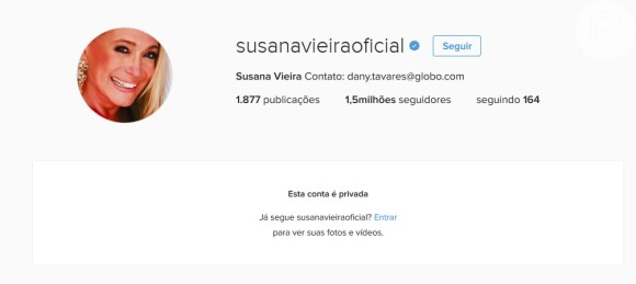 O Instagram de Susana Vieira agora está bloqueado